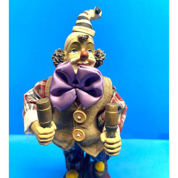 Vintage Circus Clown Figurine with Maracas Unicycle Hand-Painted 12" Multicolor - Picture 2 of 12